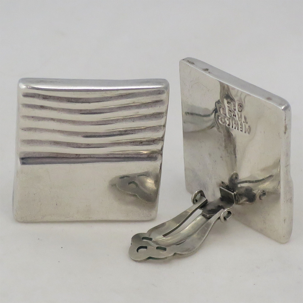Big 80s Taxco Statement Art Deco Earrings